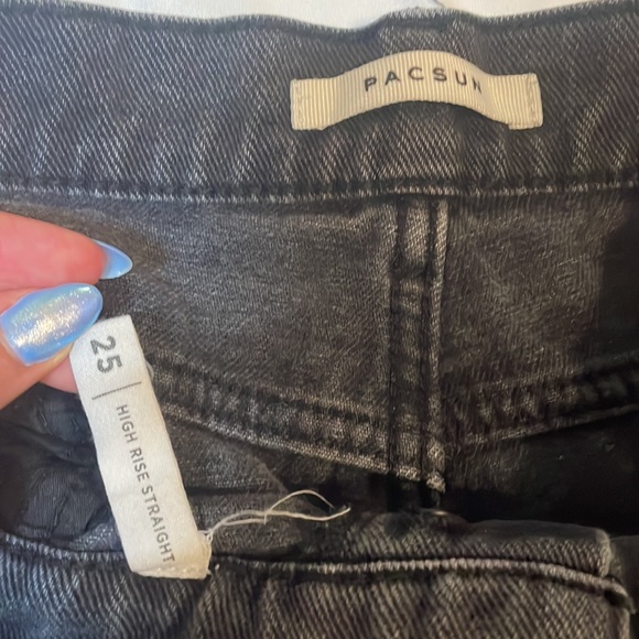 High rise black straight leg ripped jeans PacSun size 25 - Picture 3 of 3